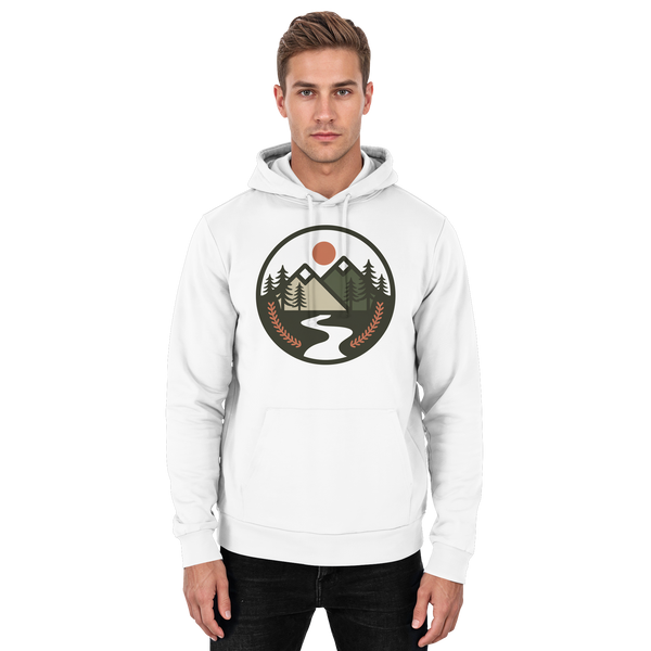 Front view of Arvenzo Open Ground unisex hoodie in Arctic White, showcasing a simple, comfortable design.