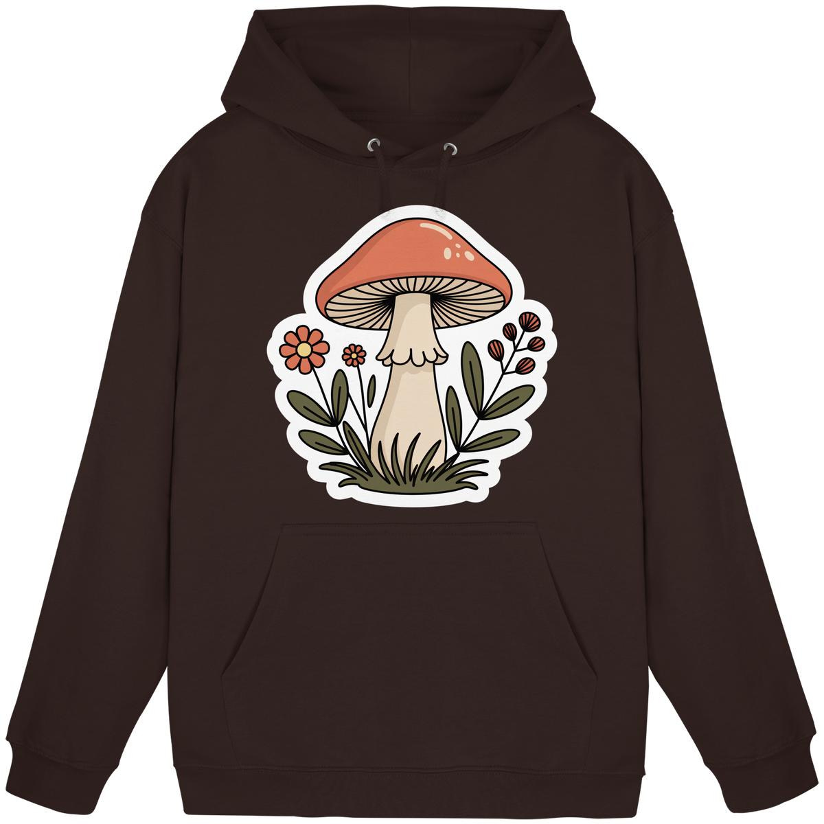 Unisex Still Roots hoodie by Arvenzo in hot chocolate color, front view showcasing a casual, comfortable hoodie design.