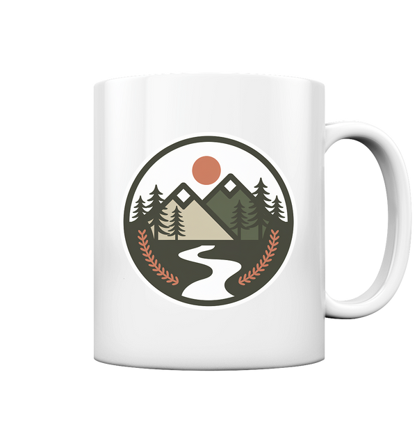 Glossy white Arvenzo Open Ground mug with a smooth finish, front view showing the classic cylindrical shape and handle.