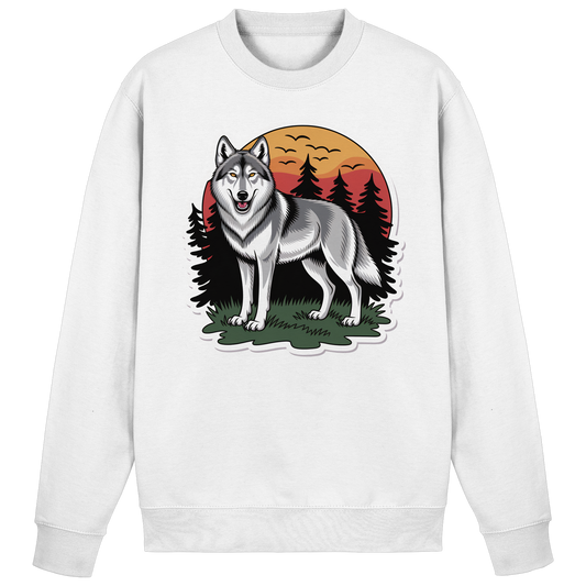 Arvenzo Lone Dusk sweatshirt in Arctic White, front view showing a cozy, casual sweatshirt with a simple crew neck design.