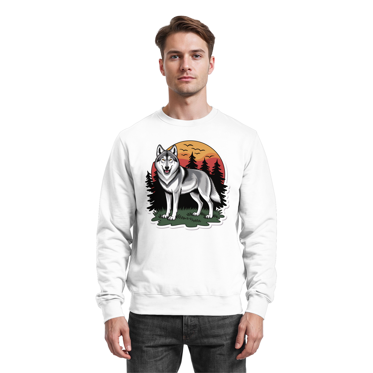 Arvenzo Lone Dusk sweatshirt in Arctic White, front view showing a casual, comfortable sweatshirt with a simple design.