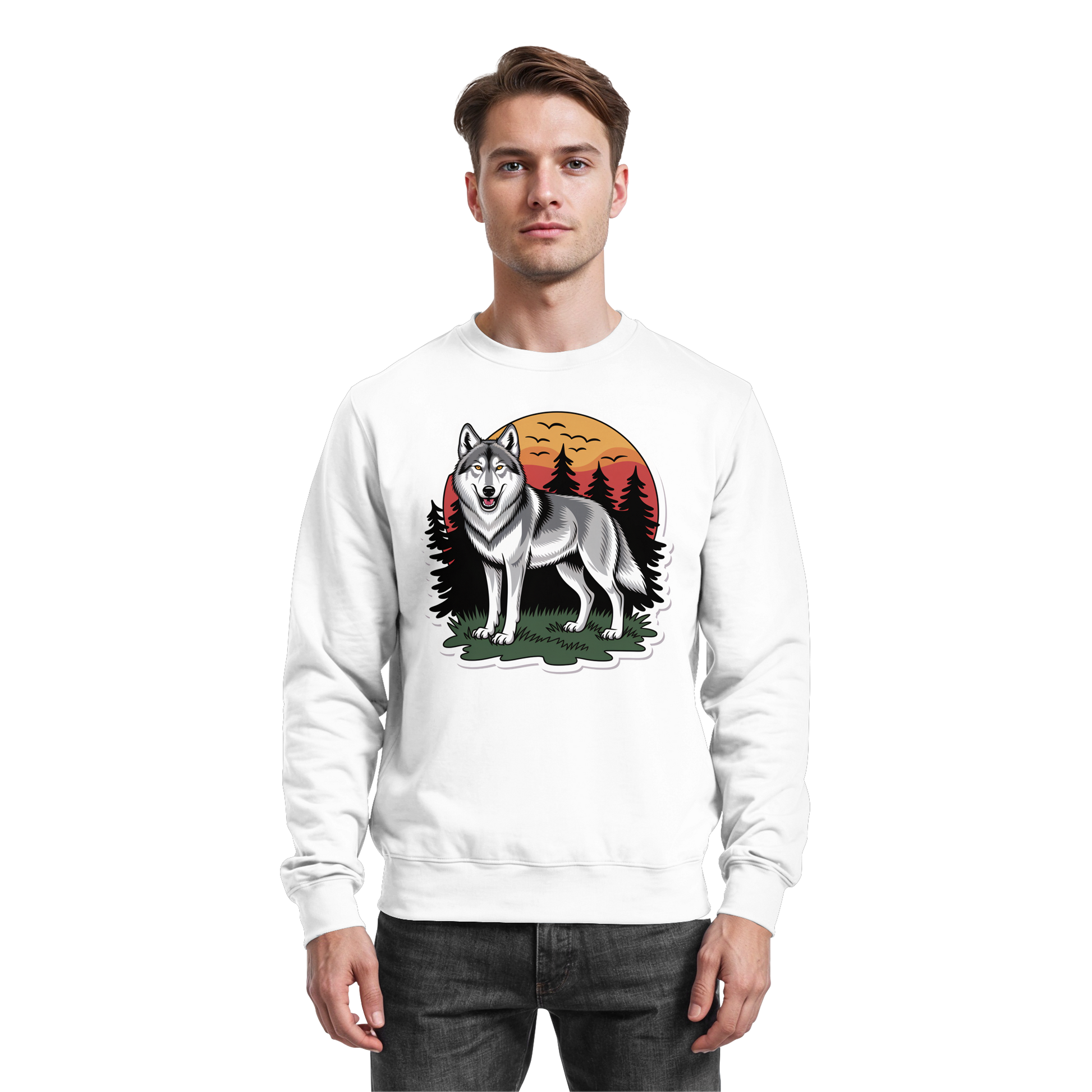 Arvenzo Lone Dusk sweatshirt in Arctic White, front view showing a casual, comfortable sweatshirt with a simple design.