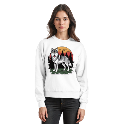 Arvenzo Lone Dusk sweatshirt in Arctic White, front view showing a classic crewneck design and soft fabric.