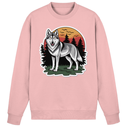 Baby pink Arvenzo Lone Dusk sweatshirt shown from the front with a simple, cozy design and ribbed cuffs and hem.