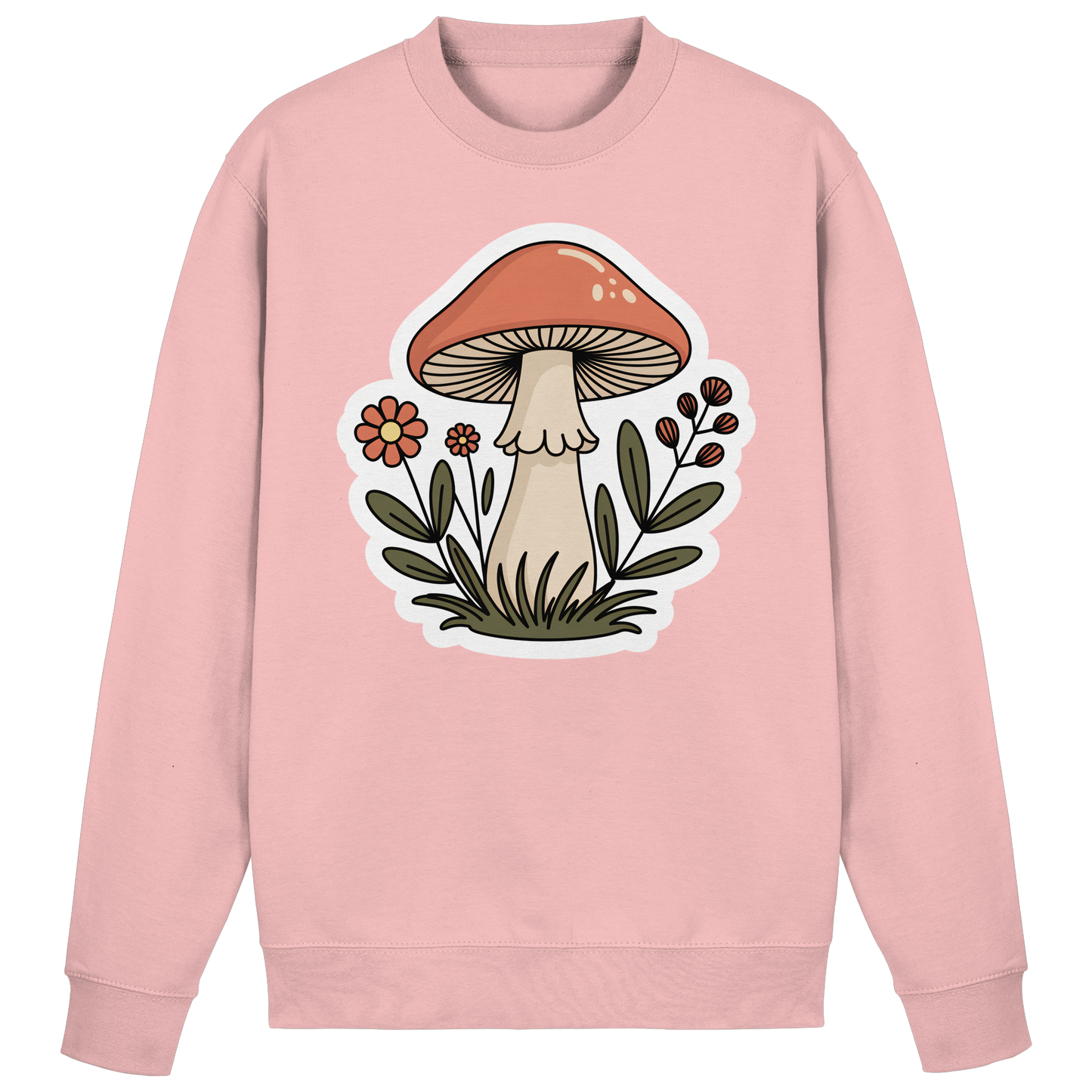 Baby pink Arvenzo Still Roots sweatshirt with a simple front design, soft cotton fabric, and comfortable fit.
