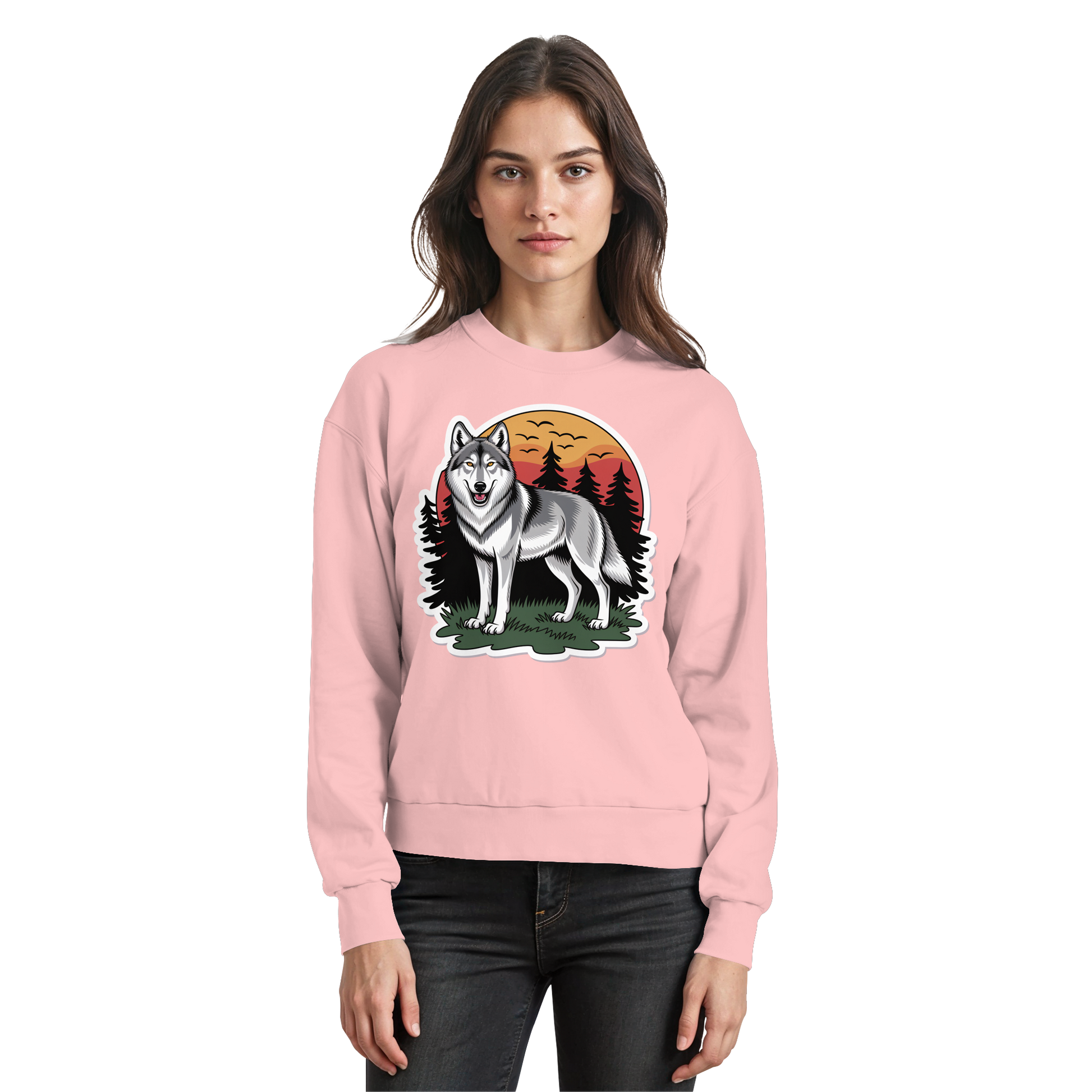 Baby pink Arvenzo Lone Dusk sweatshirt with a simple front design, made from soft, comfortable fabric.
