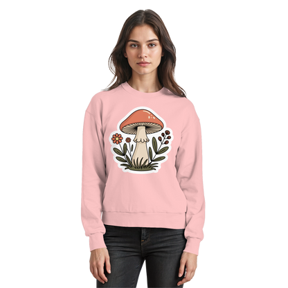 Baby pink Still Roots sweatshirt by Arvenzo, front view showing soft fabric and classic crewneck design.