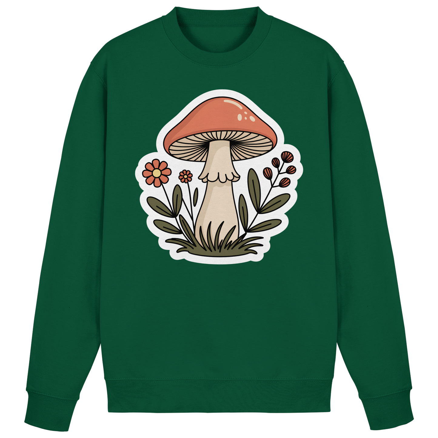 Bottle green Still Roots sweatshirt by Arvenzo featuring a classic crew neck and relaxed fit, front view with smooth fabric.