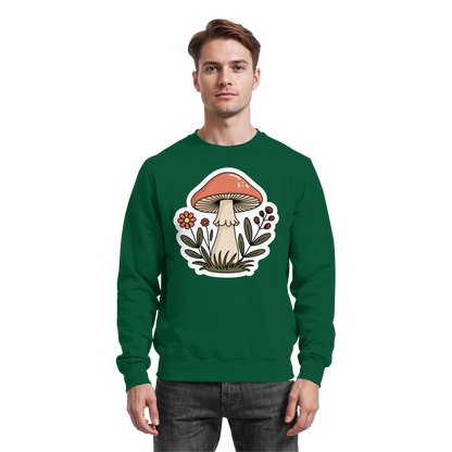 Bottle green Still Roots sweatshirt by Arvenzo, front view showing a classic crew neck and relaxed fit.
