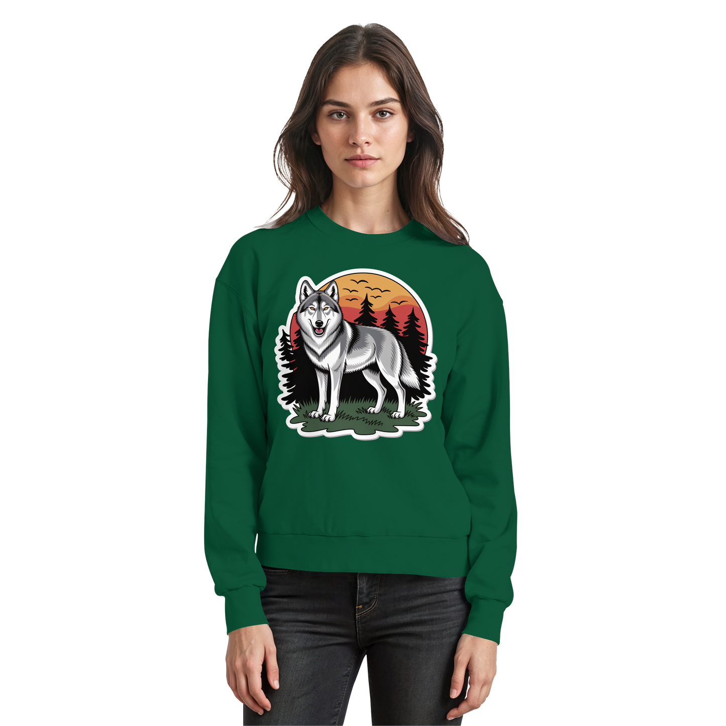 Arvenzo Lone Dusk sweatshirt in bottle green, front view showcasing a casual, comfortable design perfect for everyday wear.