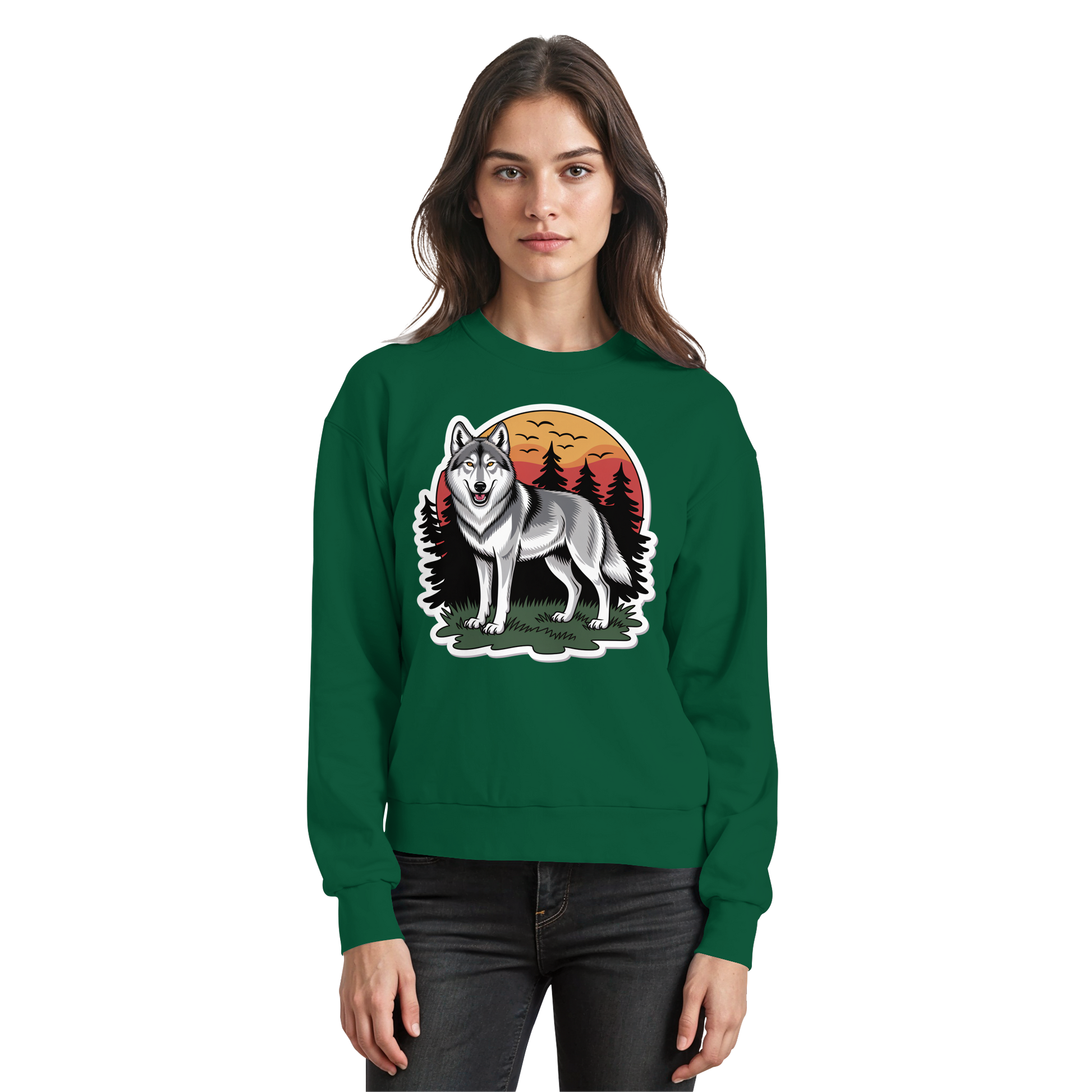 Arvenzo Lone Dusk sweatshirt in bottle green, front view showcasing a casual, comfortable design perfect for everyday wear.