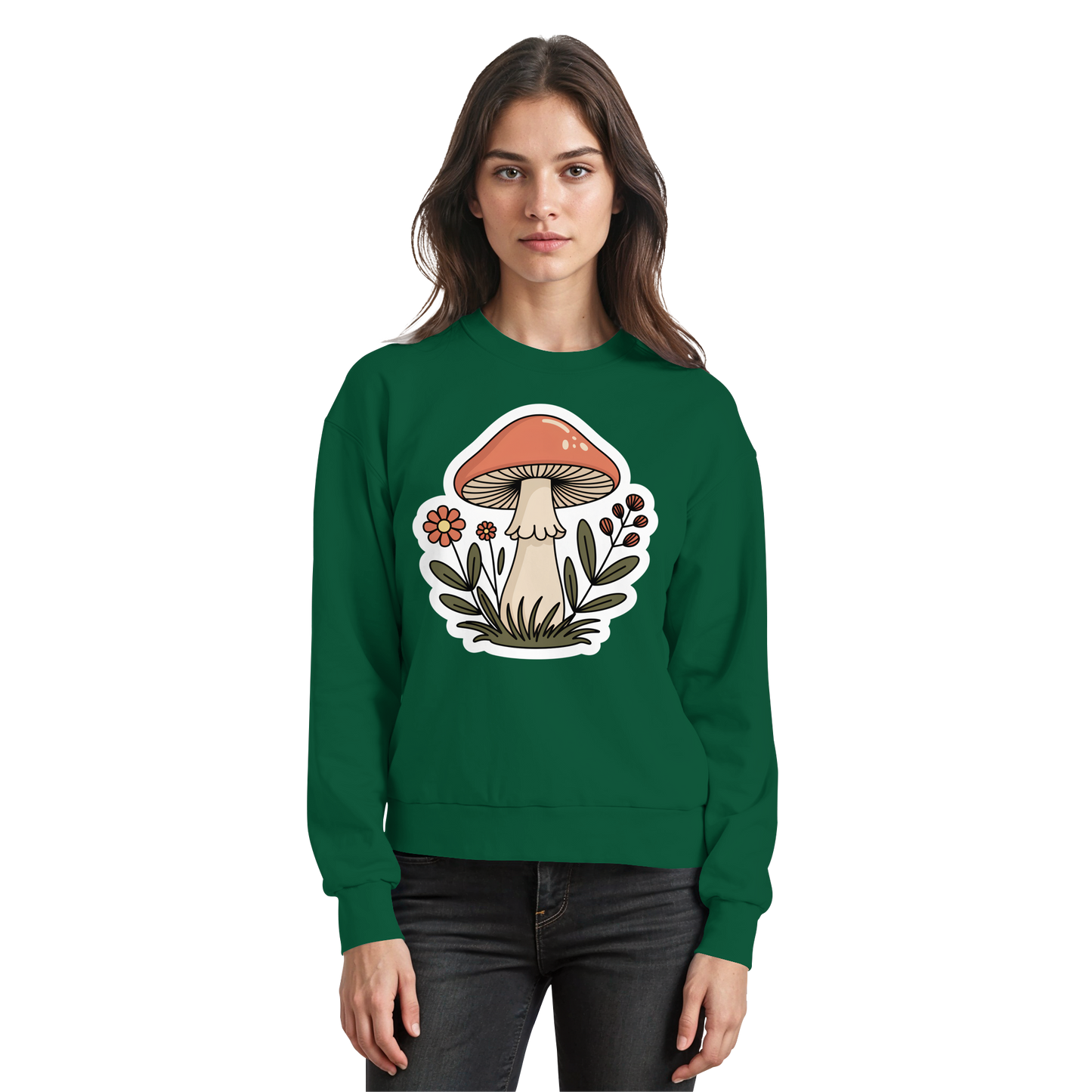 Arvenzo Still Roots sweatshirt in bottle green, front view showing classic crewneck design and minimalist style.