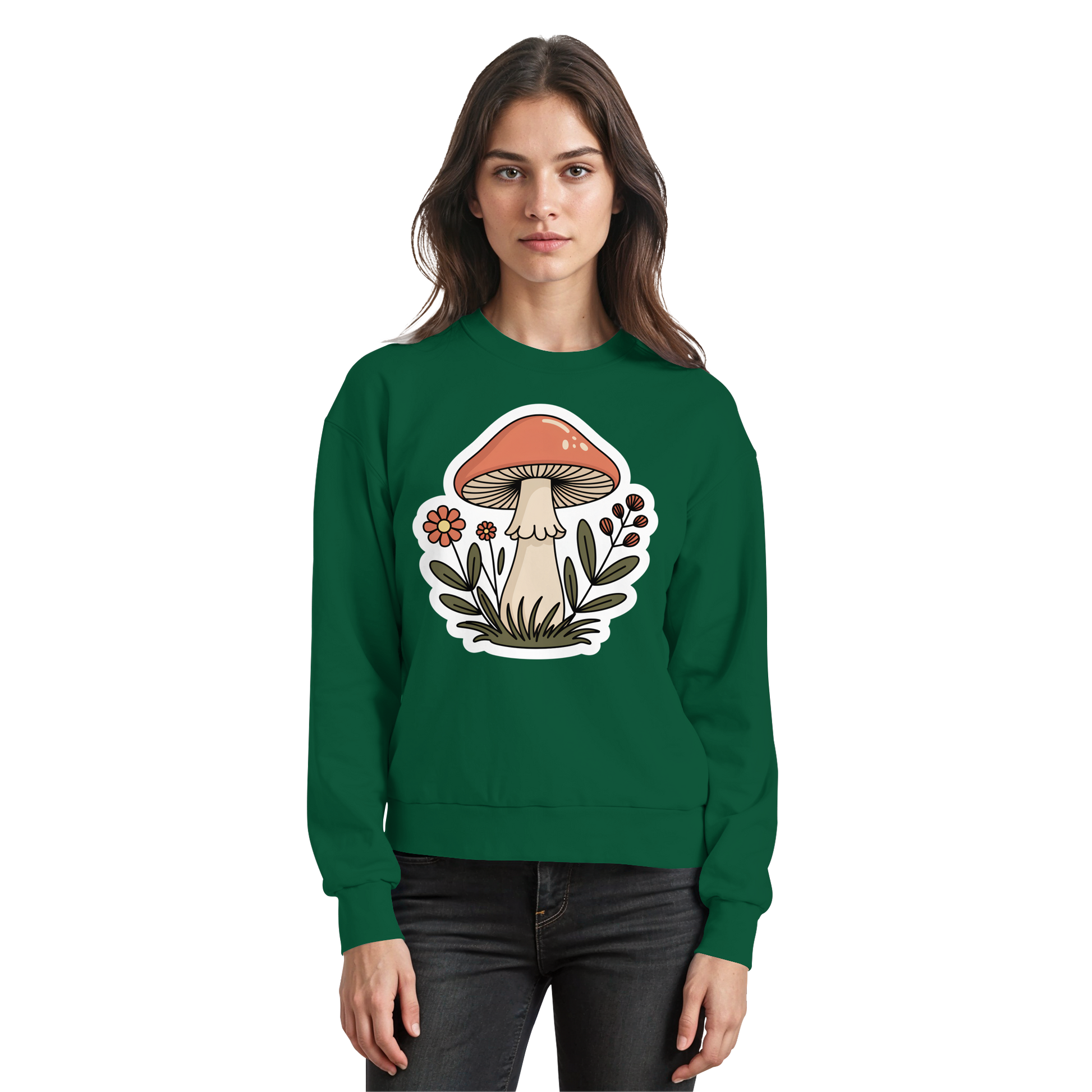Arvenzo Still Roots sweatshirt in bottle green, front view showing classic crewneck design and minimalist style.