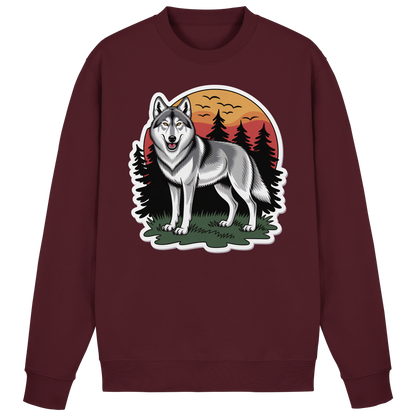 Arvenzo Lone Dusk sweatshirt in burgundy, front view showing a casual, crewneck sweatshirt with a relaxed fit.