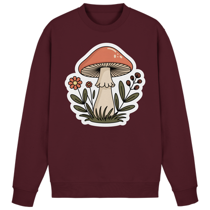 Front view of burgundy Arvenzo Still Roots sweatshirt with a classic crew neck and relaxed fit.