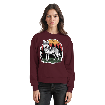 Arvenzo Lone Dusk sweatshirt in burgundy, front view showing a basic crewneck design and comfortable fit.