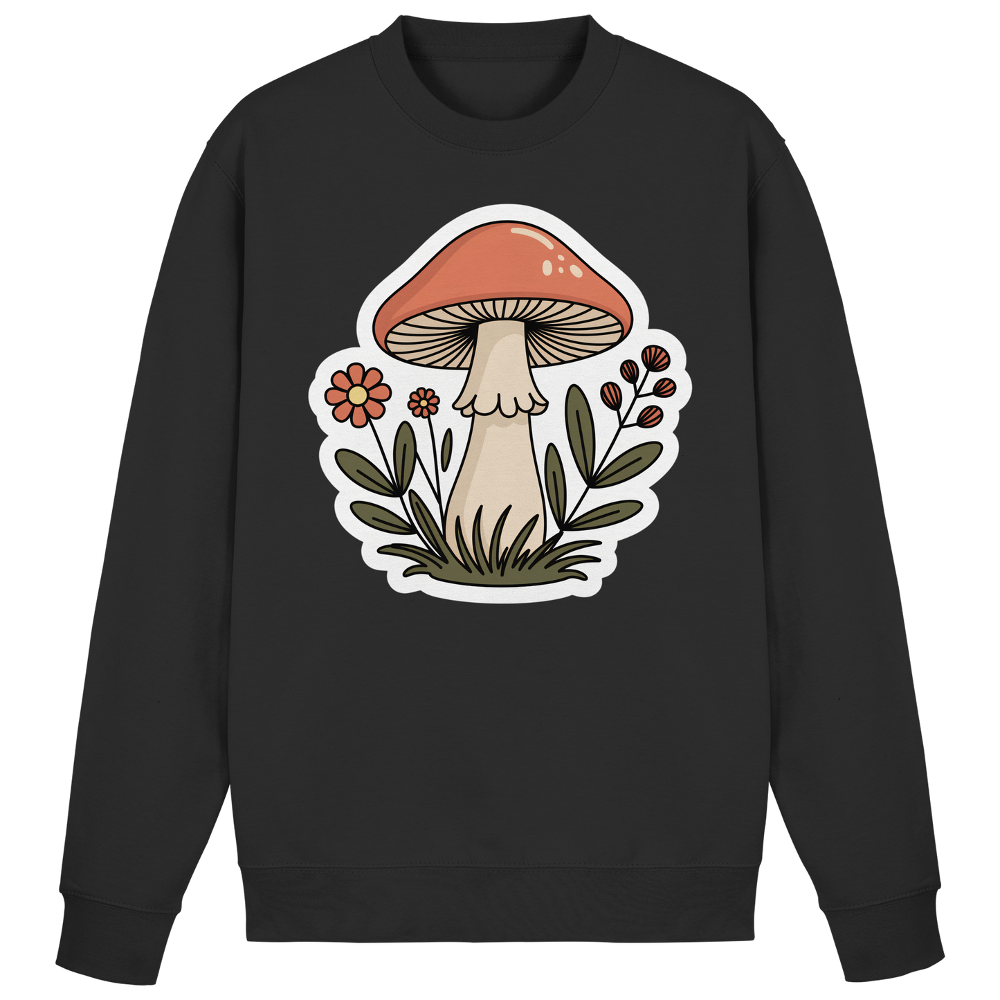 Black Still Roots sweatshirt by Arvenzo featuring a classic crewneck design and a relaxed fit, shown from the front.