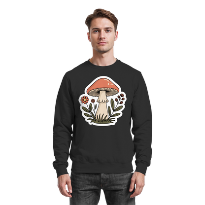 Black Still Roots sweatshirt by Arvenzo, front view showing a classic fit, soft fabric, and minimalist design.