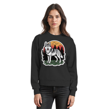 Arvenzo Lone Dusk sweatshirt in deep black, front view showing a classic crewneck design and soft fabric texture.
