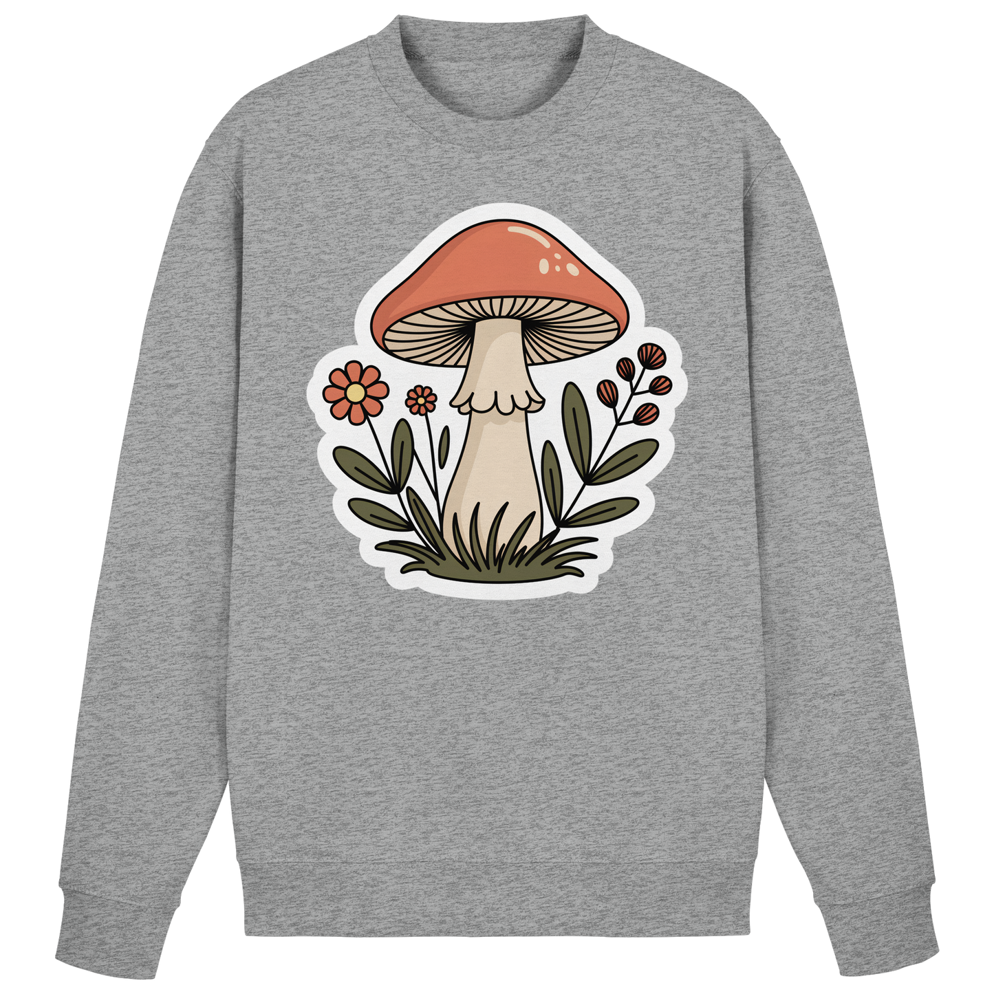 Heather grey Still Roots sweatshirt by Arvenzo, front view showing a relaxed fit and simple design on soft fabric.