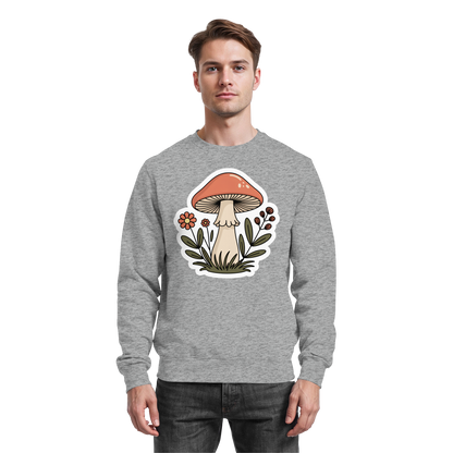 Heather grey Arvenzo Still Roots sweatshirt, front view showing classic crew neck and relaxed fit, casual and comfortable style.