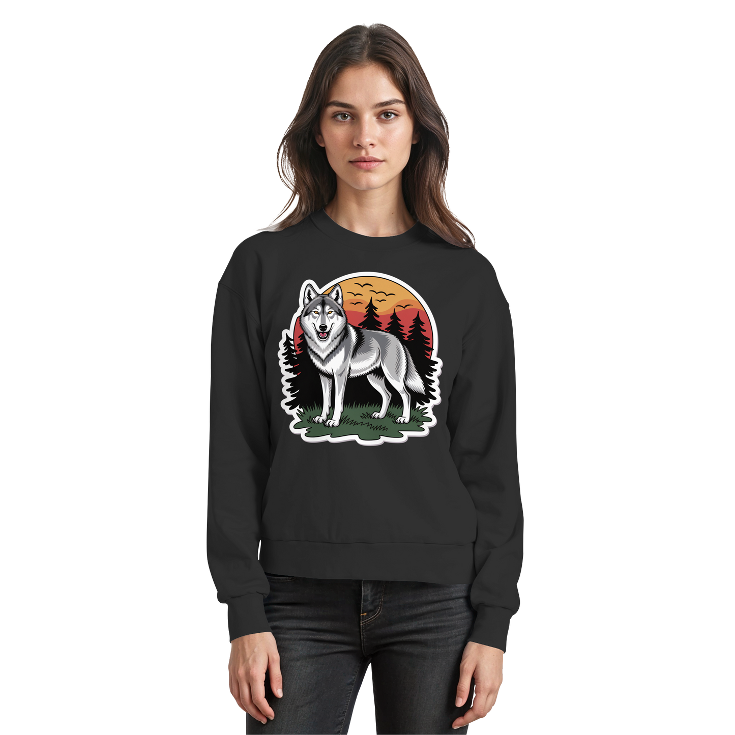 Black Arvenzo Lone Dusk sweatshirt with a front view, showcasing a simple, comfortable design in jet black.