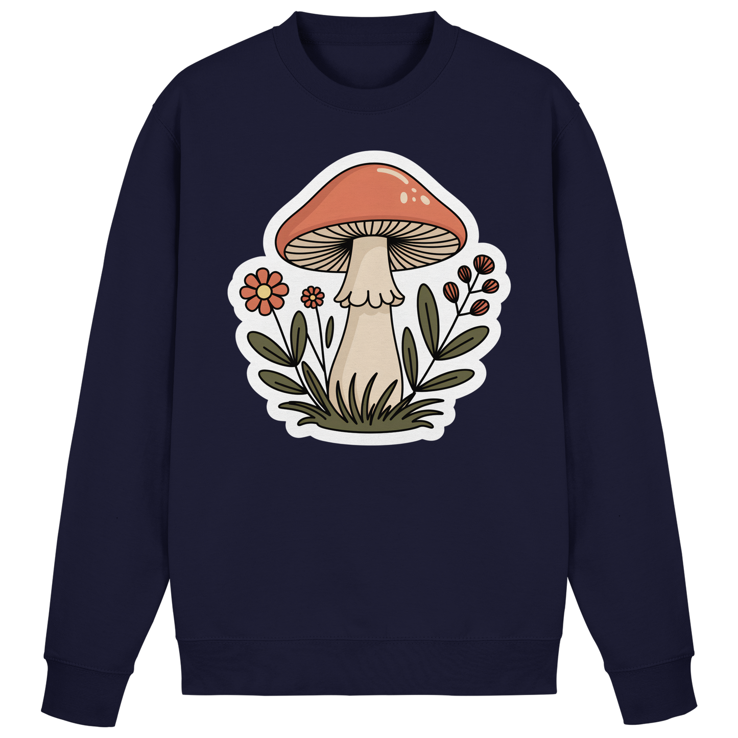 Arvenzo Still Roots navy sweatshirt with a front design, made from soft fabric, displayed on a plain background.