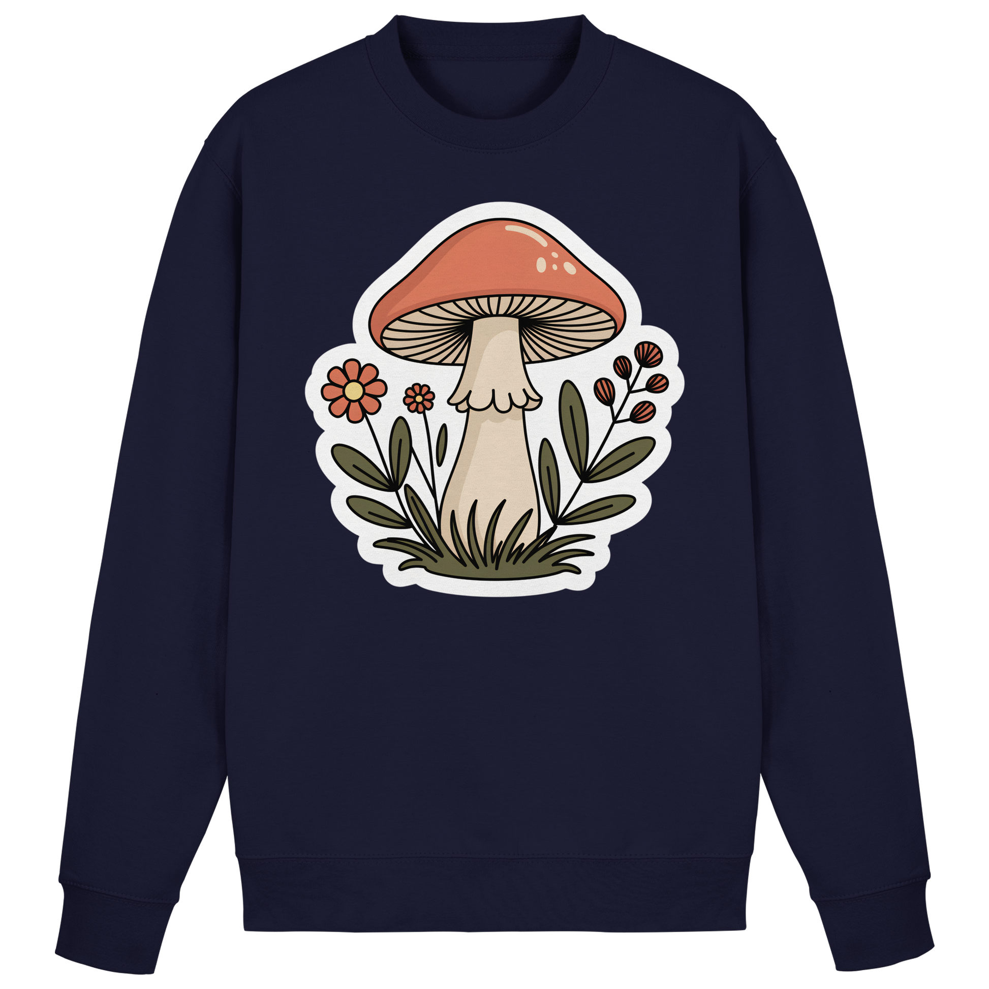 Arvenzo Still Roots navy sweatshirt with a front design, made from soft fabric, displayed on a plain background.