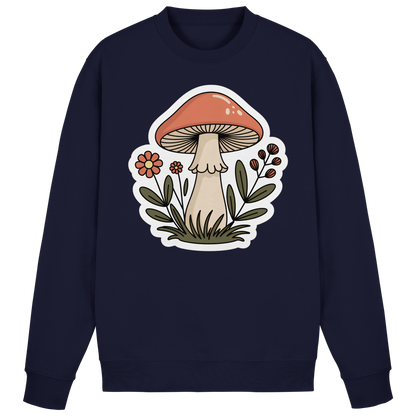 Arvenzo Still Roots navy sweatshirt with a front design, made from soft fabric, displayed on a plain background.