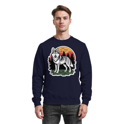 Navy blue Arvenzo Lone Dusk sweatshirt shown from the front, featuring a classic crewneck design and soft fabric.