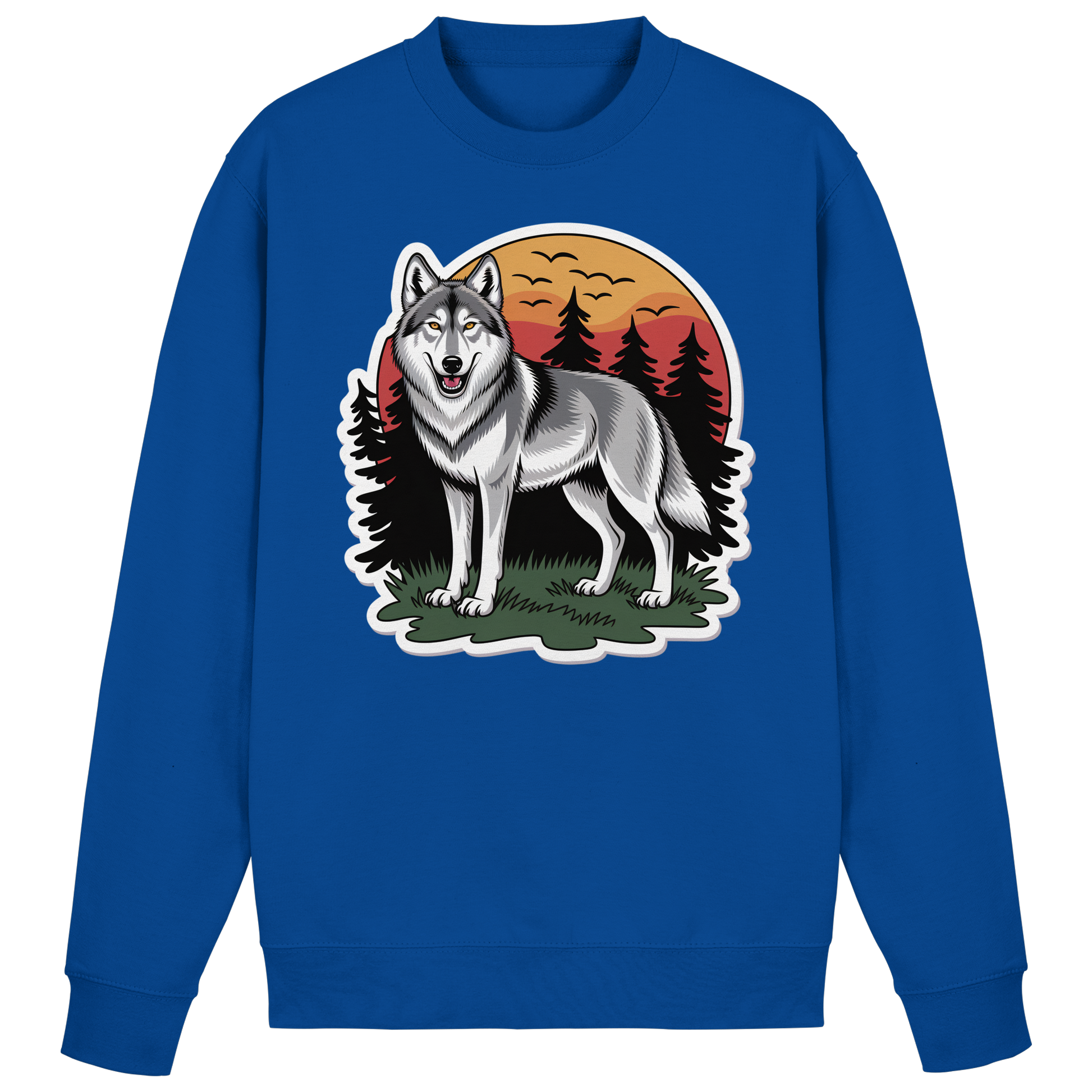 Royal blue Arvenzo Lone Dusk sweatshirt displayed from the front, featuring a simple crewneck design and soft fabric.