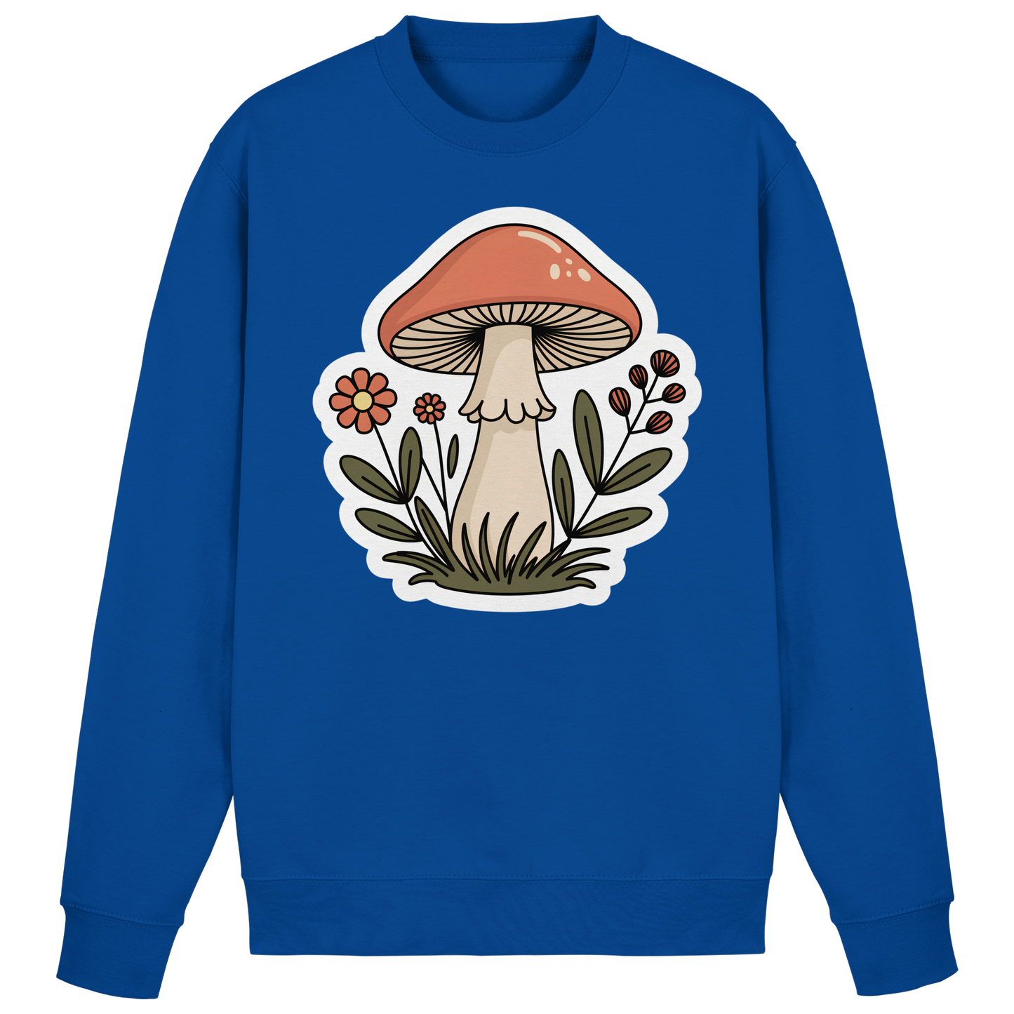 Royal blue Still Roots sweatshirt by Arvenzo, front view showing crew neckline and casual fit, made from soft fabric.