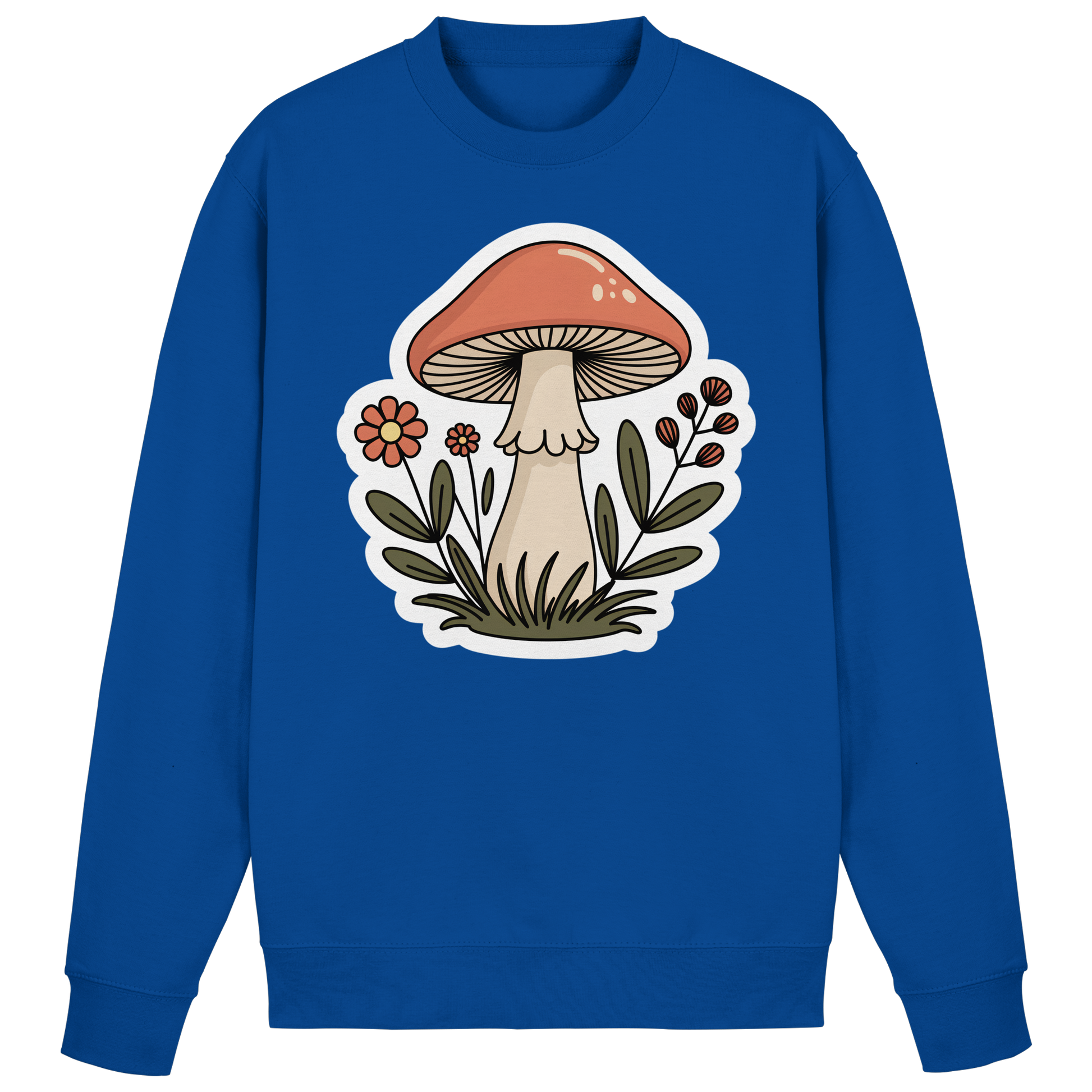 Royal blue Still Roots sweatshirt by Arvenzo, front view showing crew neckline and casual fit, made from soft fabric.