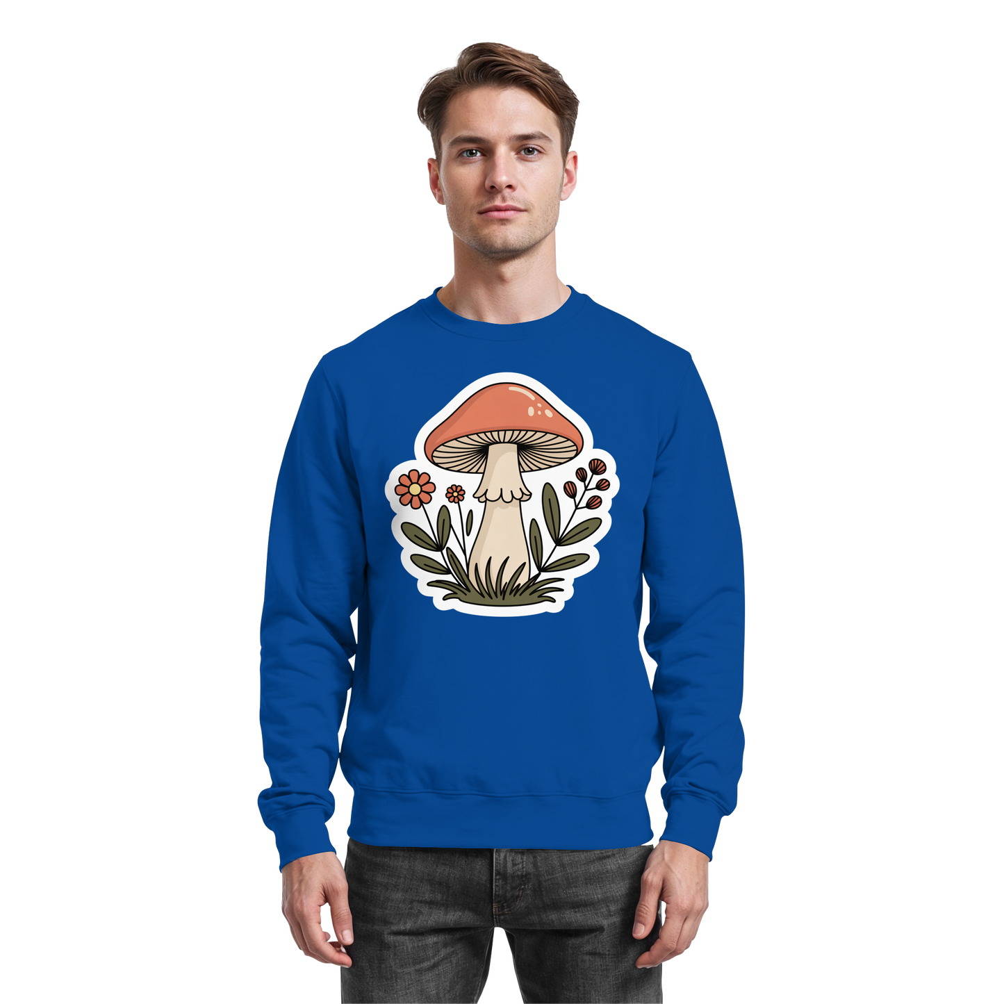 Royal blue Still Roots sweatshirt by Arvenzo, featuring a front basic design, made from comfortable fabric.