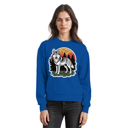 Royal blue Arvenzo Lone Dusk sweatshirt front view, casual long-sleeve sweatshirt with a simple design and comfortable fit.
