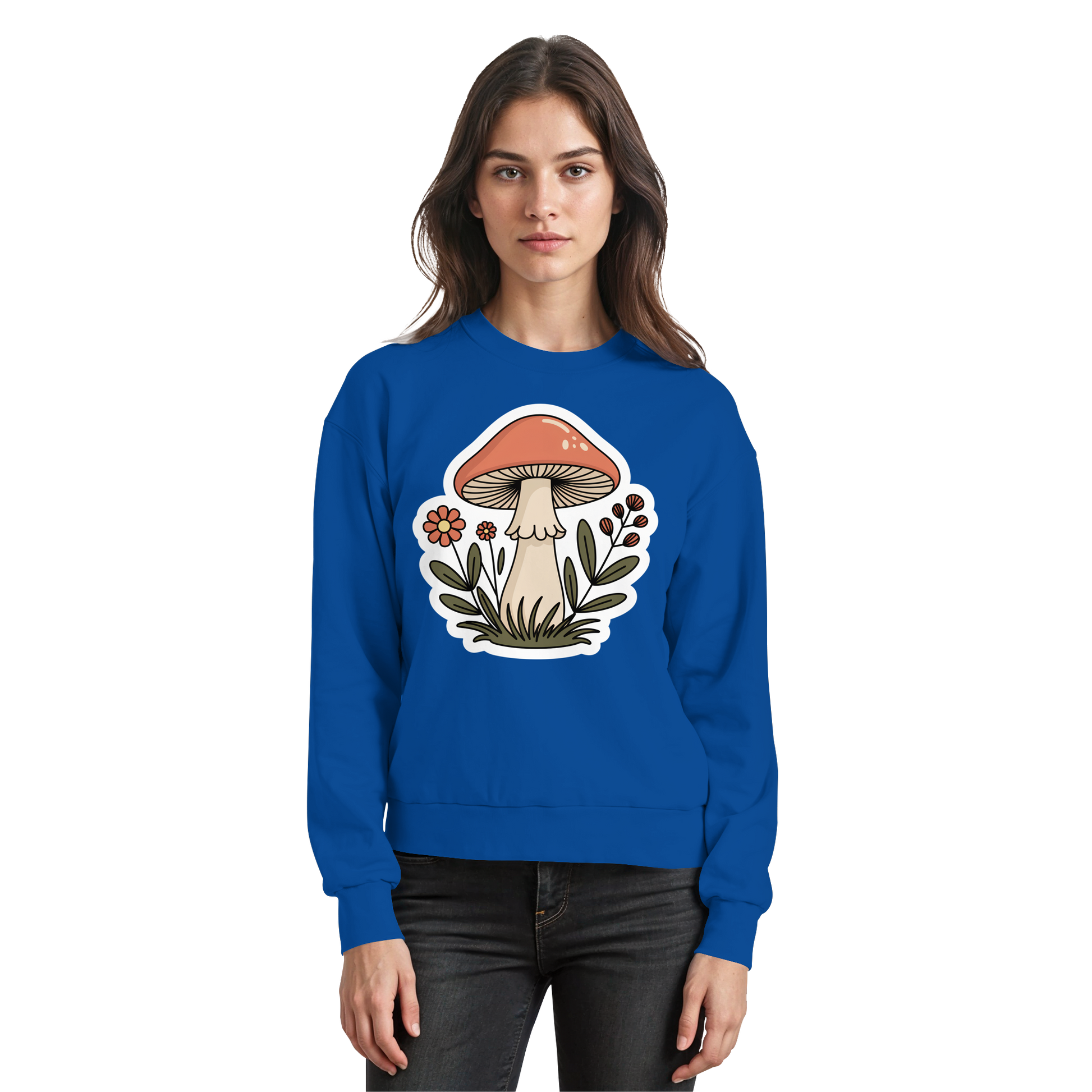 Royal blue Still Roots sweatshirt by Arvenzo, front view showing a classic crewneck design and soft, comfortable fabric.
