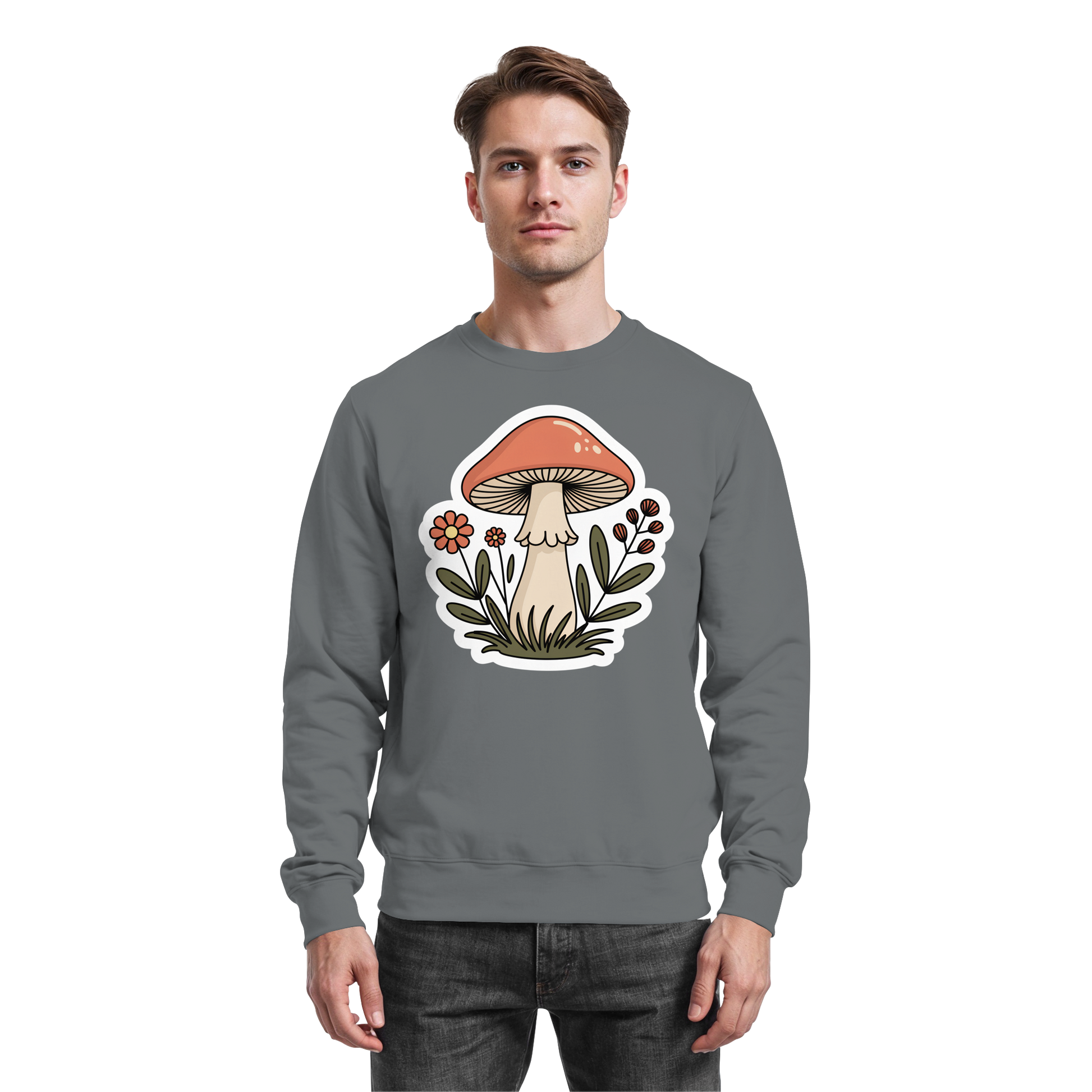 Arvenzo Still Roots sweatshirt in steel grey with a simple front design, made from comfortable fabric, ideal for casual wear.