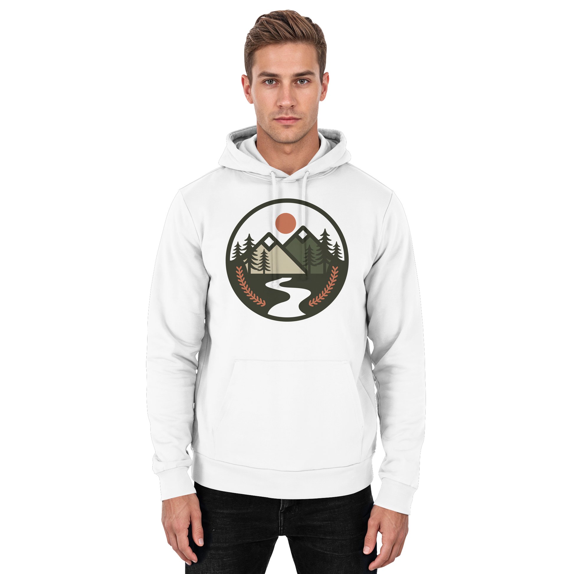 Front view of Arvenzo Open Ground unisex hoodie in Arctic White, showcasing a simple, comfortable design.