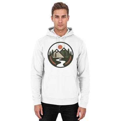 Front view of Arvenzo Open Ground unisex hoodie in Arctic White, showcasing a simple, comfortable design.