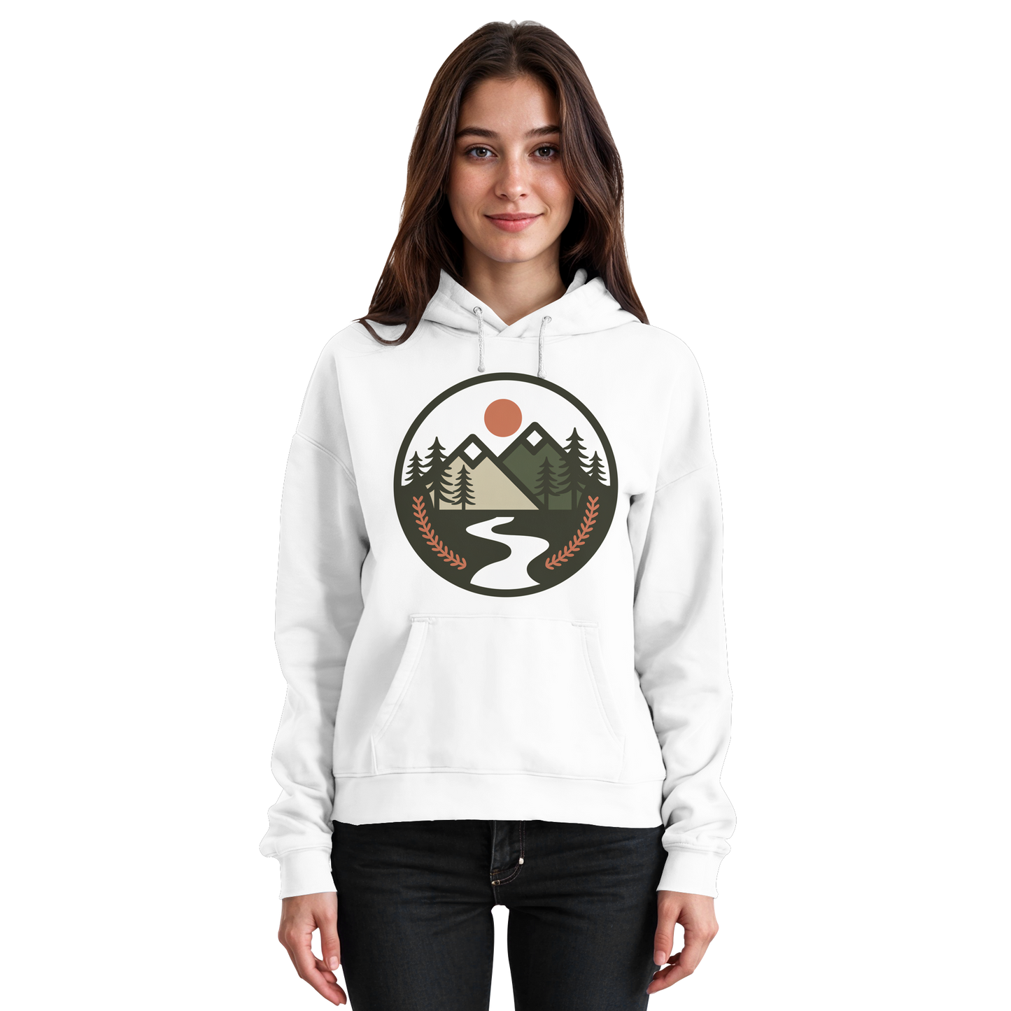 Unisex Arctic White open ground hoodie by Arvenzo showing front view with a relaxed fit and casual style.