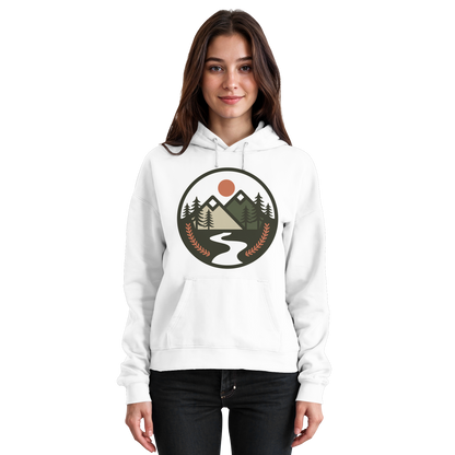 Unisex Arctic White open ground hoodie by Arvenzo showing front view with a relaxed fit and casual style.
