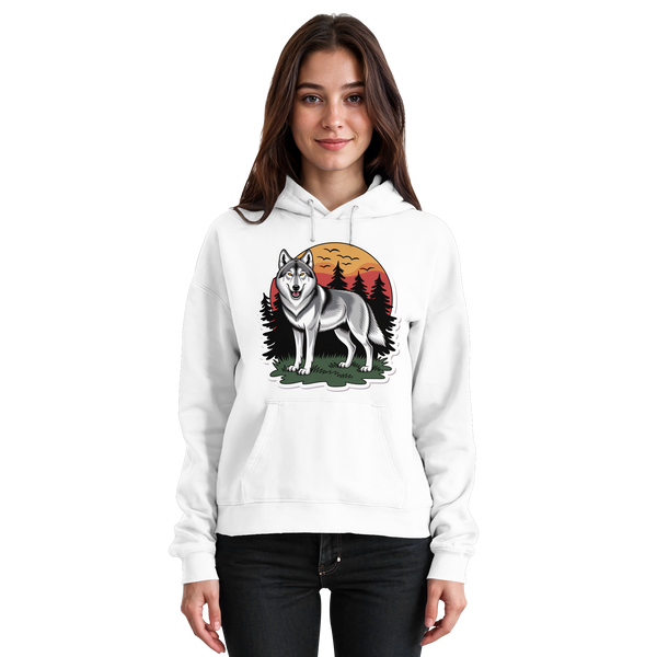 Arvenzo Lone Dusk unisex hoodie in Arctic White, front view showcasing a simple, cozy hoodie with a drawstring hood and soft fabric.
