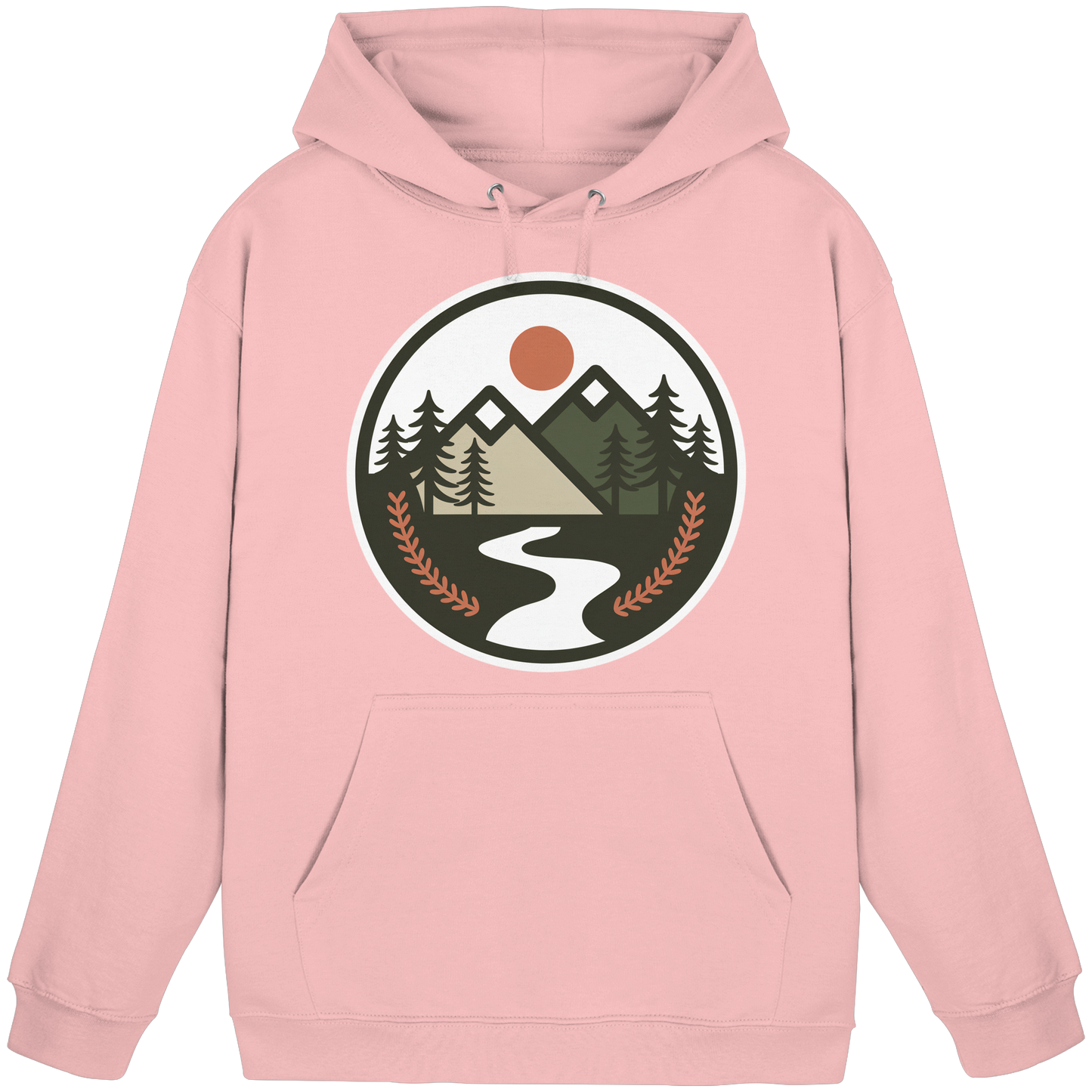 Baby pink unisex hoodie from Arvenzo with a front basic design, soft fabric, and comfortable fit.