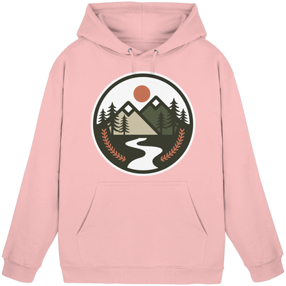 Baby pink unisex hoodie from Arvenzo with a front basic design, soft fabric, and comfortable fit.
