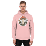 Front view of Arvenzo Still Roots unisex baby pink hoodie with a simple design and a comfortable fit.