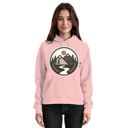 Pink unisex Open Ground hoodie by Arvenzo, featuring a front basic design and comfortable fit.