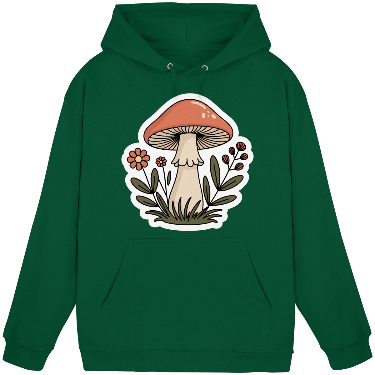 Front view of Arvenzo Still Roots unisex hoodie in bottle green, featuring a simple, comfortable design.