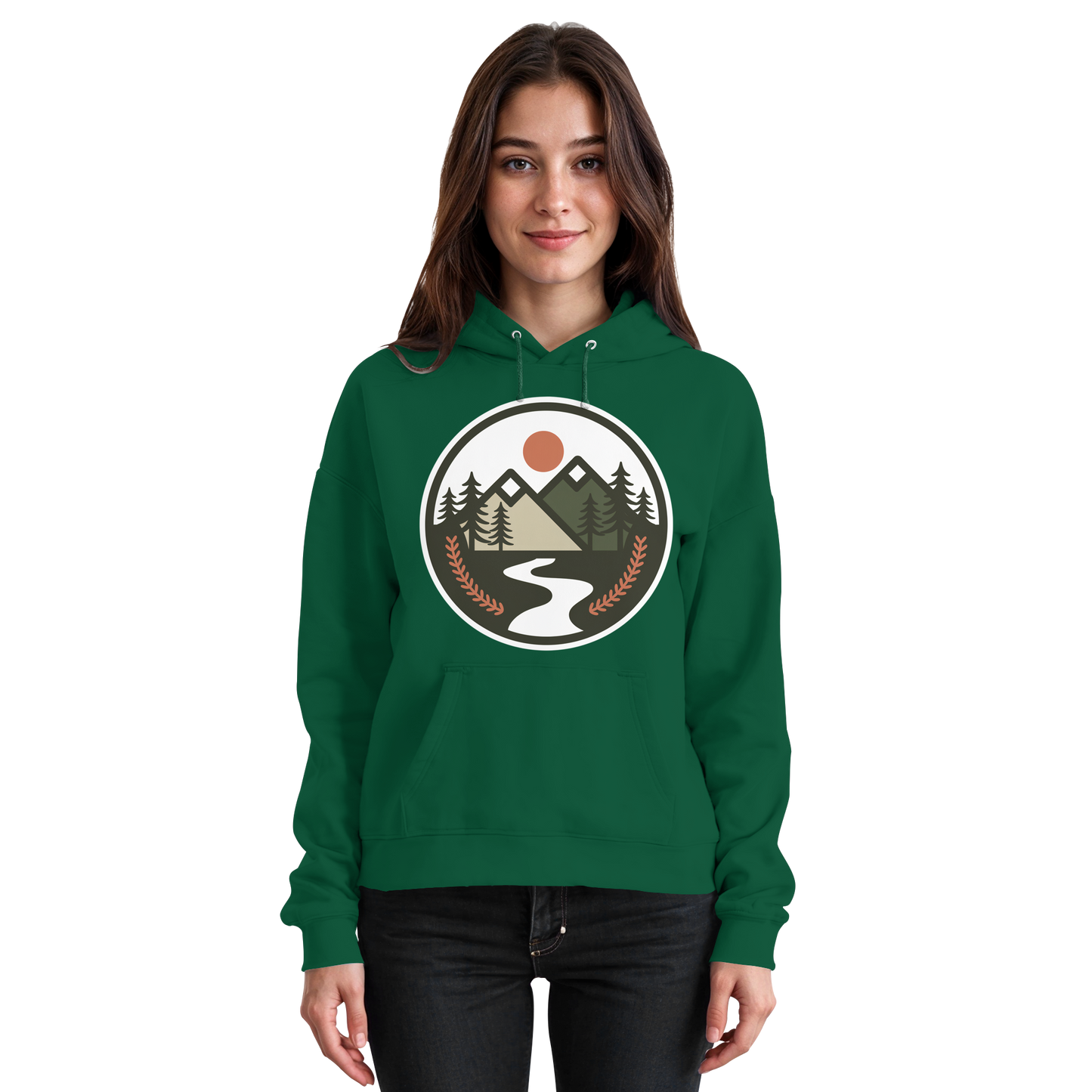 Unisex bottle green hoodie by Arvenzo with a front design, casual style, and soft fabric for comfortable wear.