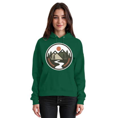 Unisex bottle green hoodie by Arvenzo with a front design, casual style, and soft fabric for comfortable wear.