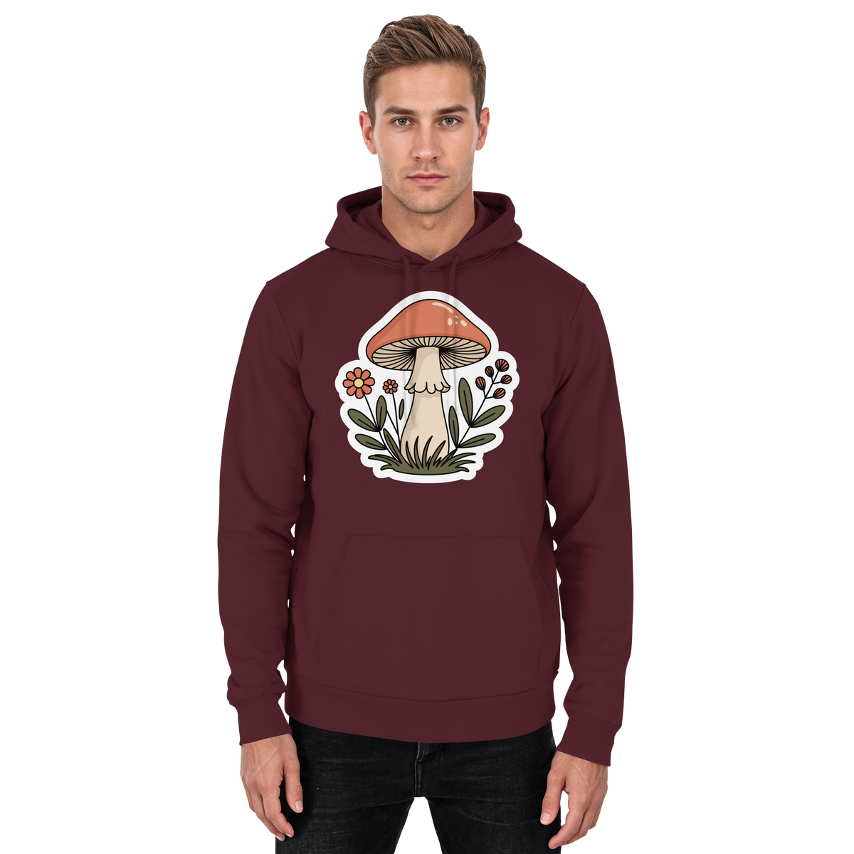 Unisex burgundy hoodie by Arvenzo featuring a simple front design, soft fabric, and comfortable fit.